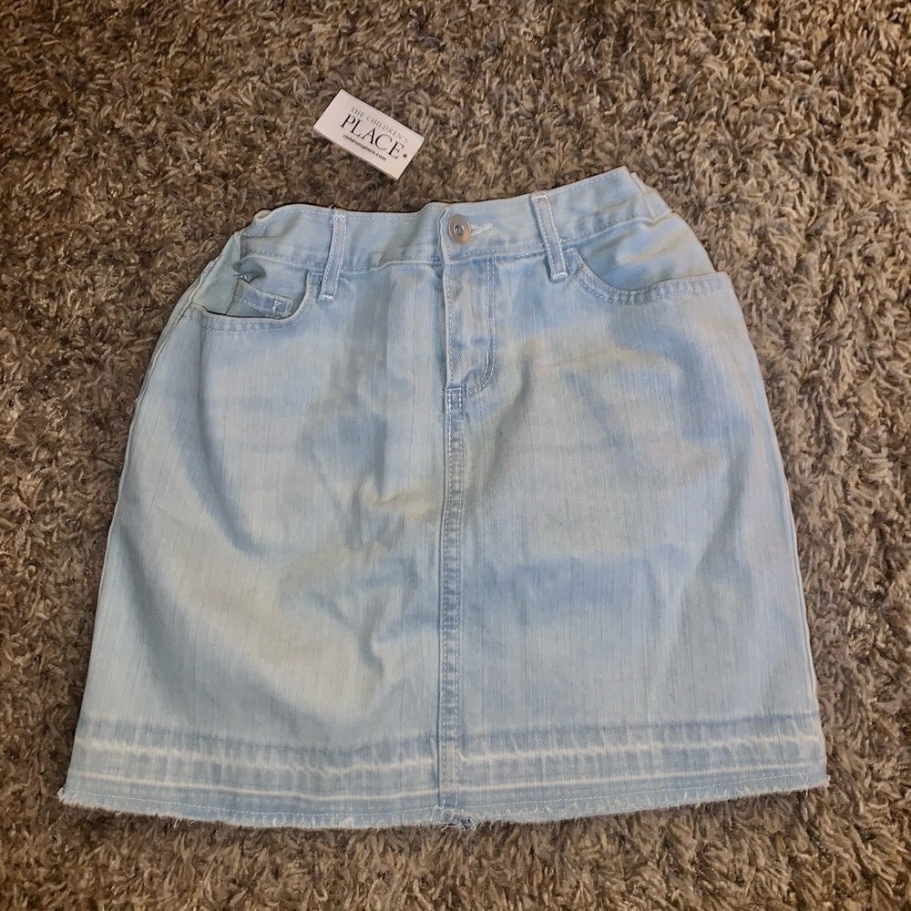 Girls light wash denim skirt